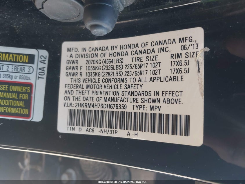 2HKRM4H76DH678359 2013 HONDA CR-V photo no. 9