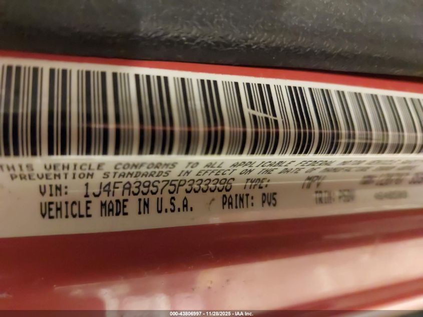 2005 Jeep Wrangler X VIN: 1J4FA39S75P333396 Lot: 43806997