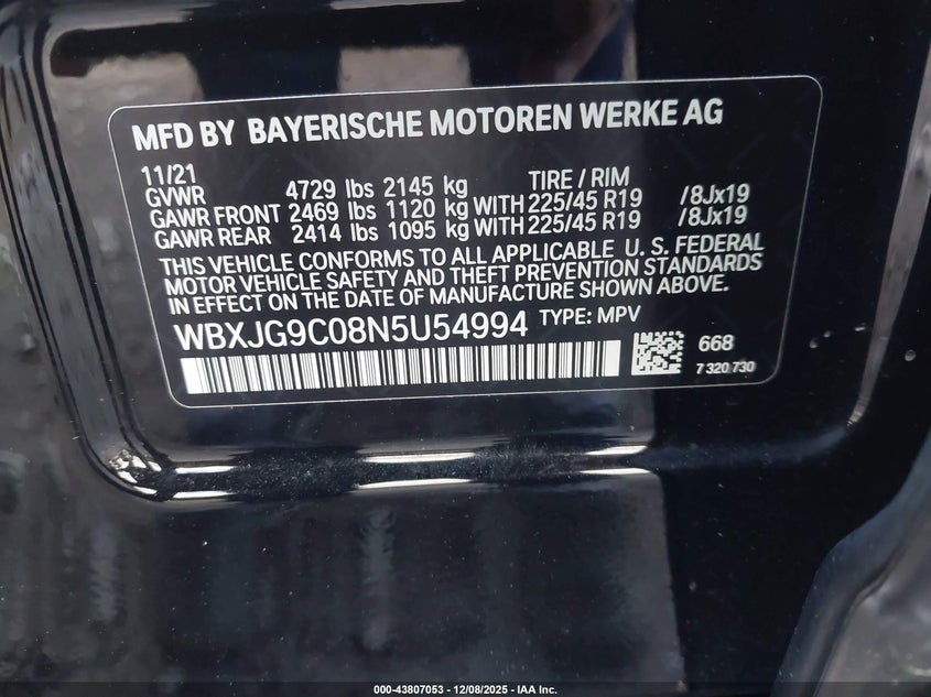 WBXJG9C08N5U54994 2022 BMW X1 photo no. 9