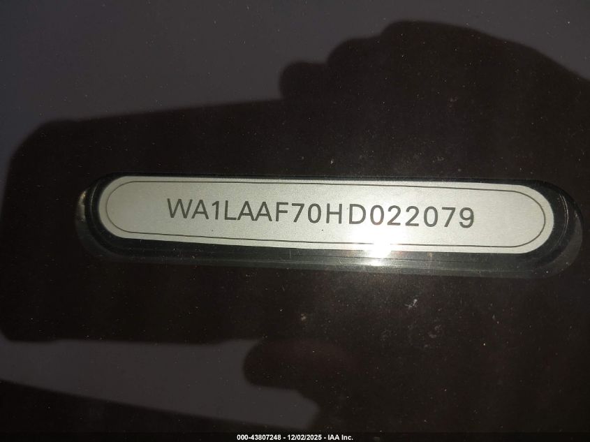 2017 Audi Q7 3.0T Premium VIN: WA1LAAF70HD022079 Lot: 43807248