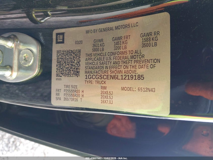 1GCGSCEN6L1219185 2020 CHEVROLET COLORADO photo no. 9