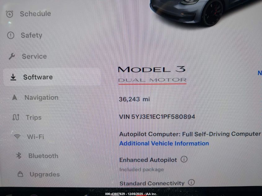 2023 Tesla Model 3 Performance Dual Motor All-Wheel Drive VIN: 5YJ3E1EC1PF580894 Lot: 43807829