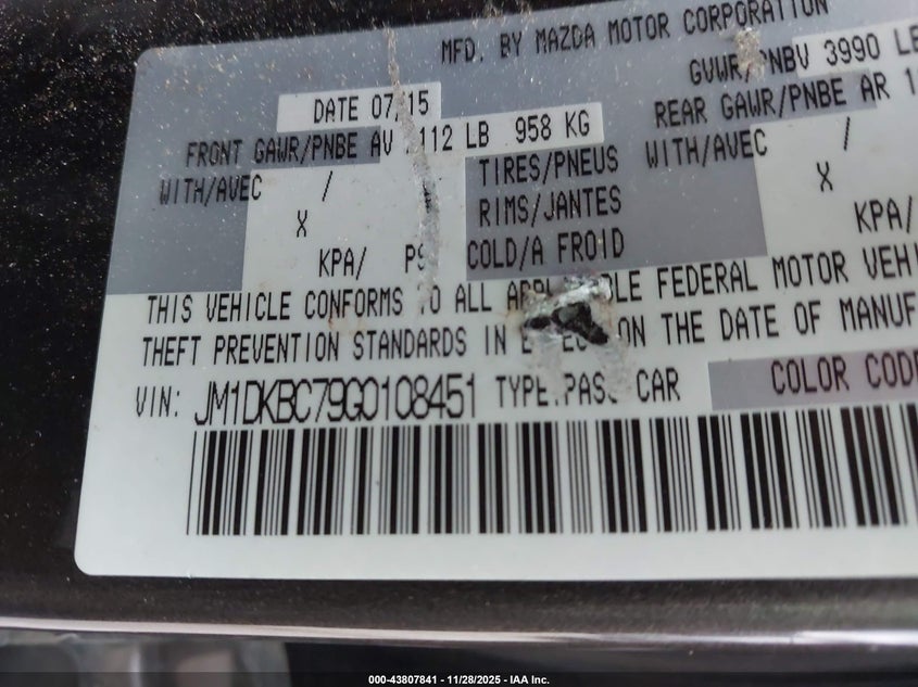 2016 Mazda Cx-3 Touring VIN: JM1DKBC79G0108451 Lot: 43807841