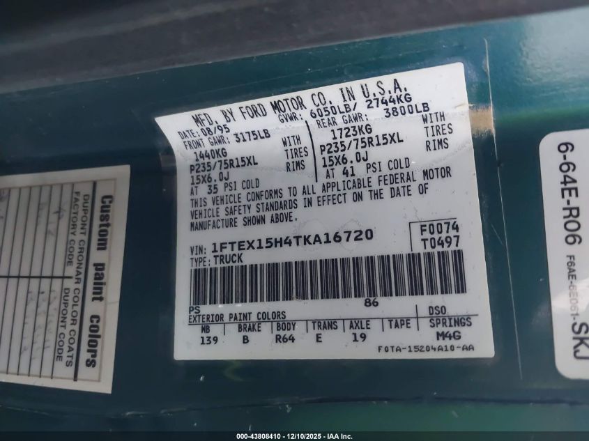 1FTEX15H4TKA16720 1996 FORD F-150 photo no. 9