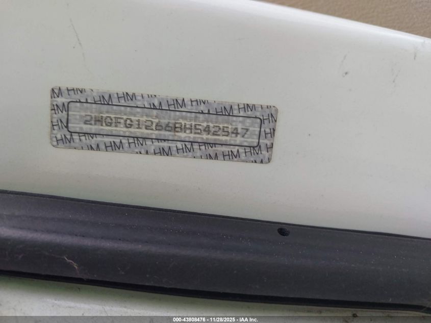 2008 Honda Civic Lx VIN: 2HGFG12668H542547 Lot: 43808476