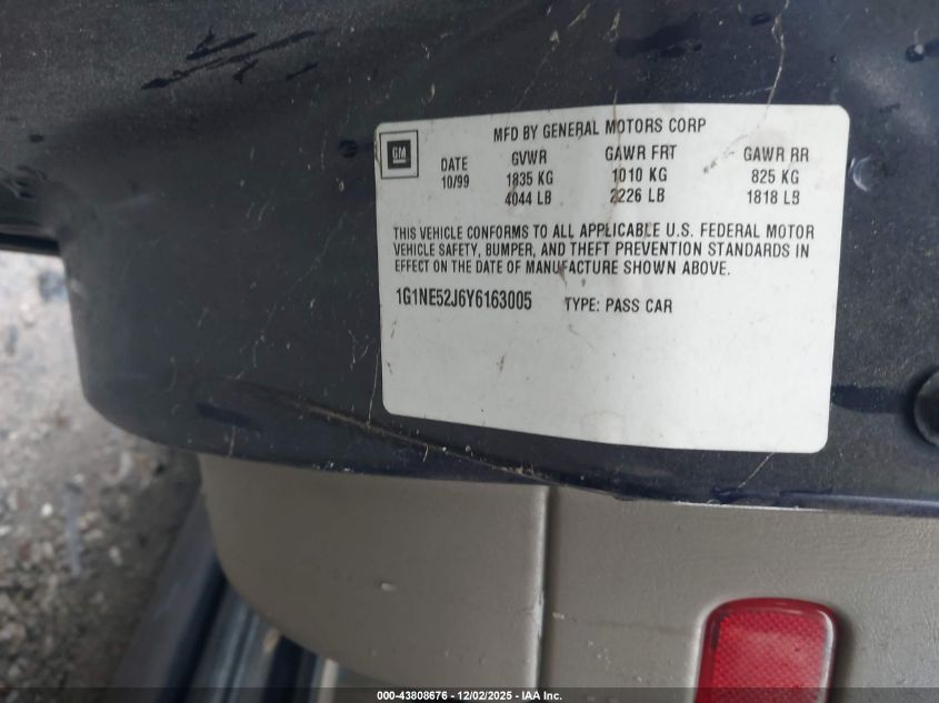 2000 Chevrolet Malibu Ls VIN: 1G1NE52J6Y6163005 Lot: 43808676