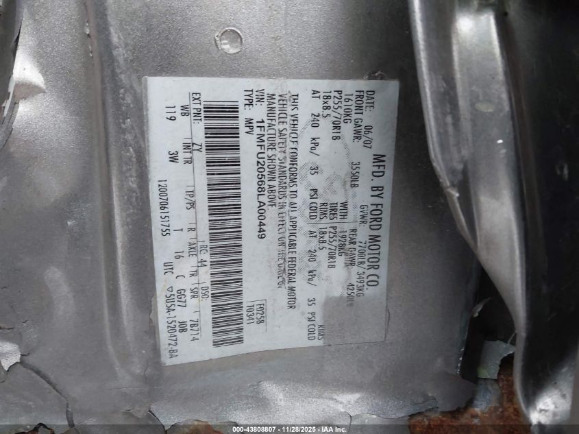 2008 Ford Expedition Limited VIN: 1FMFU20568LA00449 Lot: 43808807