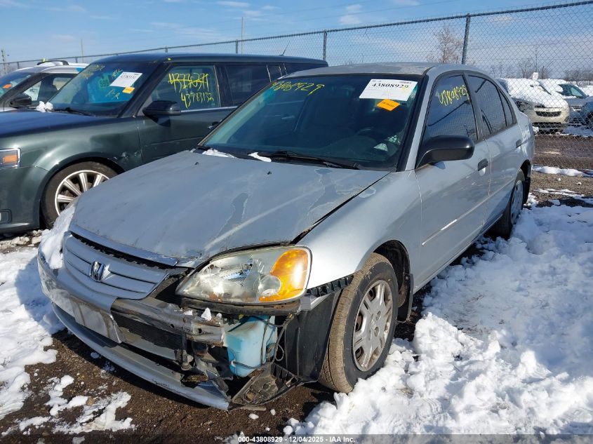 2001 Honda Civic Lx VIN: 2HGES16561H615756 Lot: 43808929