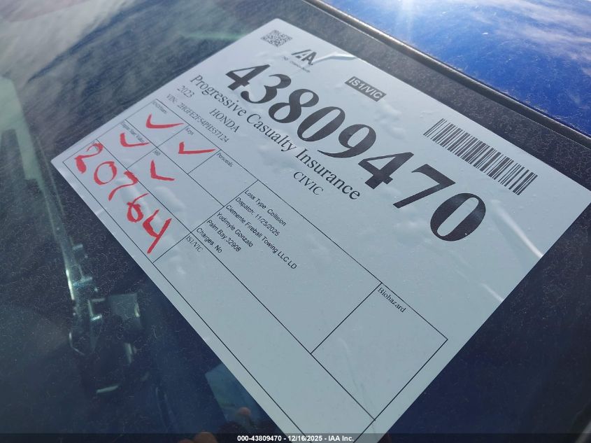 2023 Honda Civic Sport VIN: 2HGFE2F54PH557124 Lot: 43809470