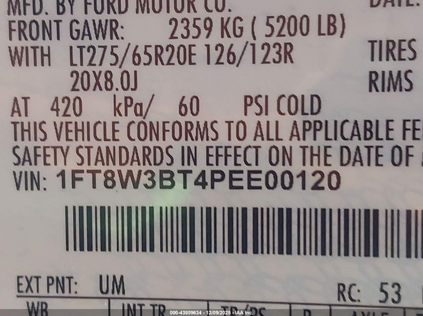 2023 Ford F-350 Lariat VIN: 1FT8W3BT4PEE00120 Lot: 43809634