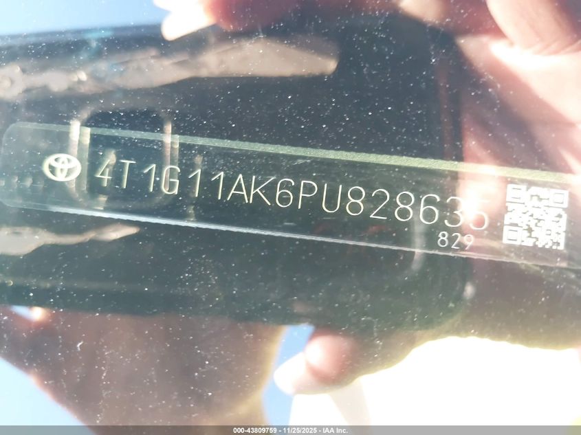 2023 Toyota Camry Se VIN: 4T1G11AK6PU828635 Lot: 43809759