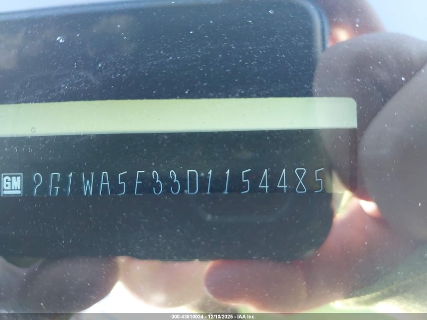 2013 Chevrolet Impala Ls VIN: 2G1WA5E33D1154485 Lot: 43810034