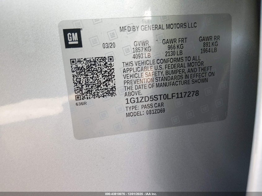 1G1ZD5ST0LF117278 2020 CHEVROLET MALIBU photo no. 9
