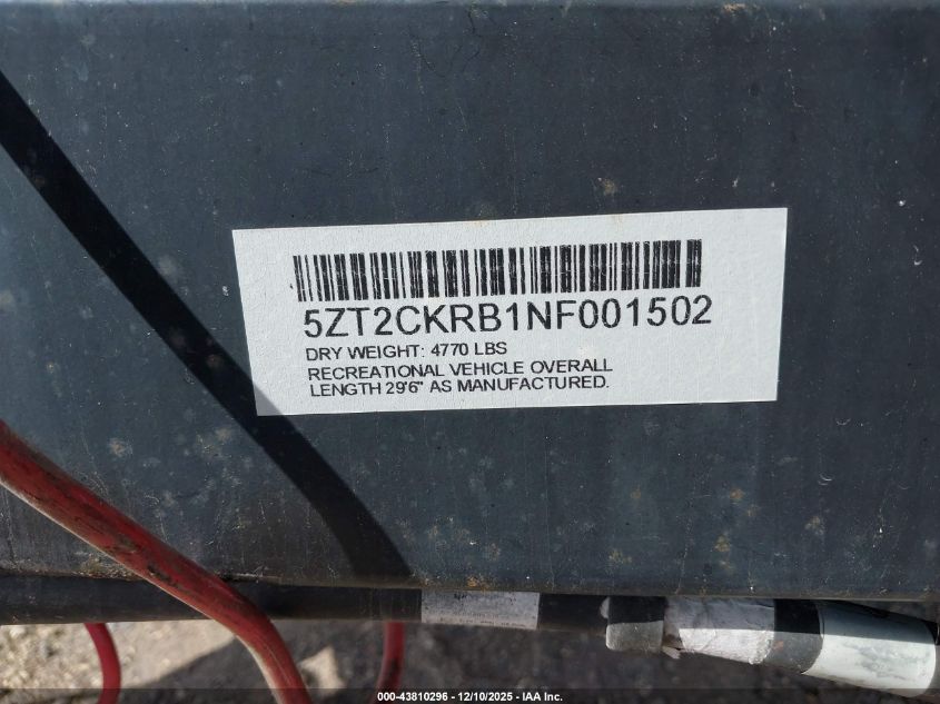 2022 Cherokee Other VIN: 5ZT2CKRB1NF001502 Lot: 43810296