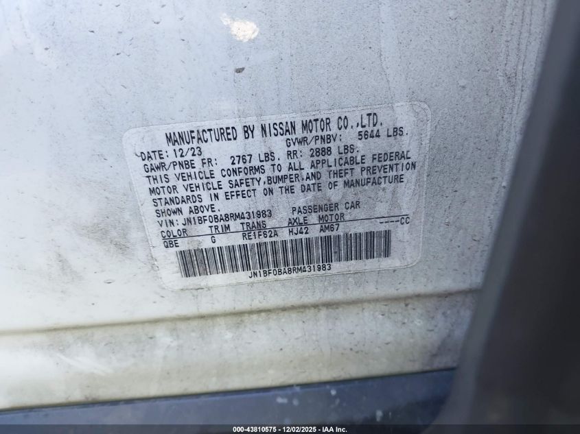 2024 Nissan Ariya Evolve+ VIN: JN1BF0BA8RM431983 Lot: 43810575