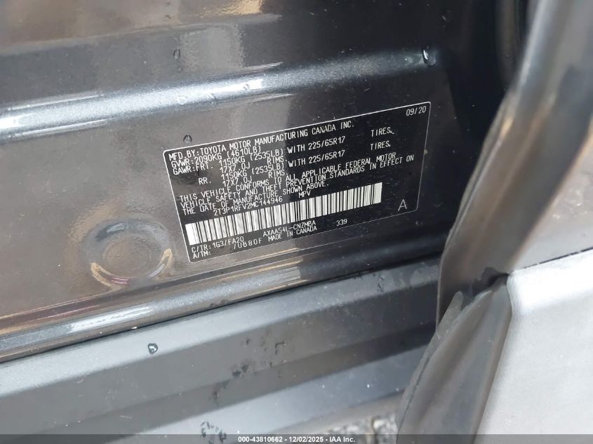 2021 Toyota Rav4 Xle VIN: 2T3P1RFV2MC144946 Lot: 43810662