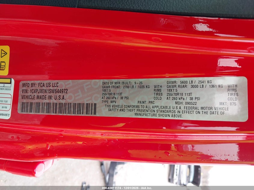 VIN 1C4PJXEN1SW644972 2025 JEEP WRANGLER 4-DOOR SAHARA 4X4