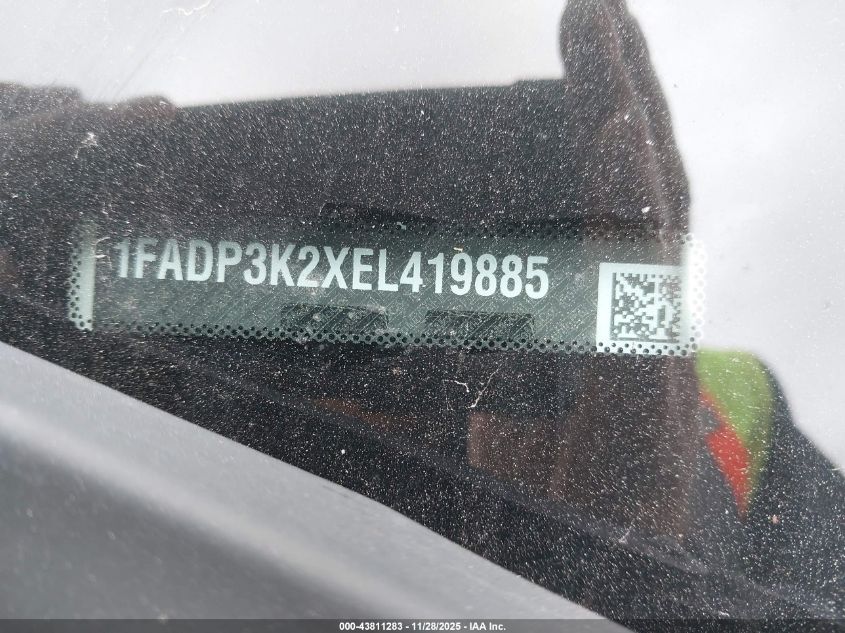 2014 Ford Focus Se VIN: 1FADP3K2XEL419885 Lot: 43811283