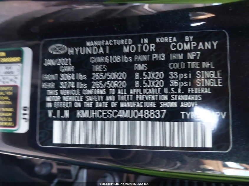 2021 Genesis Gv80 3.5T Awd VIN: KMUHCESC4MU048837 Lot: 43811646