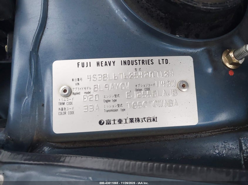 2005 Subaru Legacy 2.5Gt Limited VIN: 4S3BL676854207183 Lot: 43811865