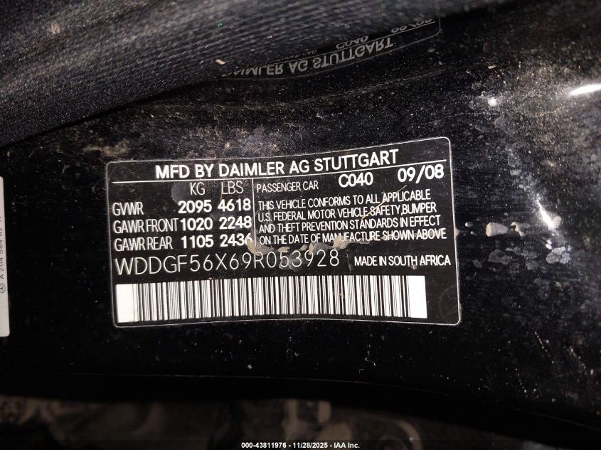 2009 Mercedes-Benz C 350 Sport VIN: WDDGF56X69R053928 Lot: 43811976