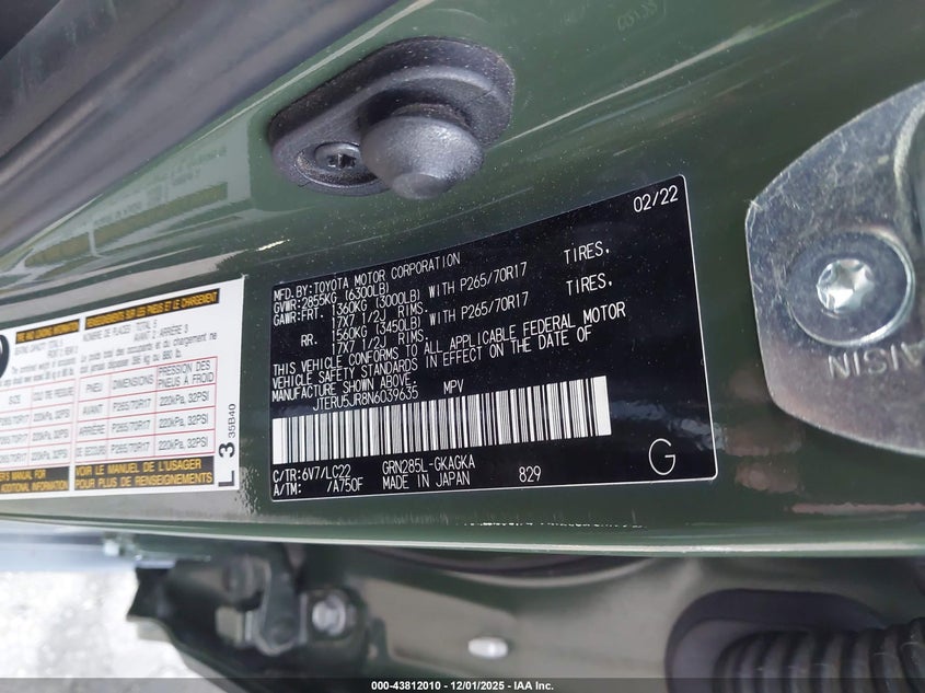 JTERU5JR8N6039635 2022 TOYOTA 4RUNNER photo no. 9