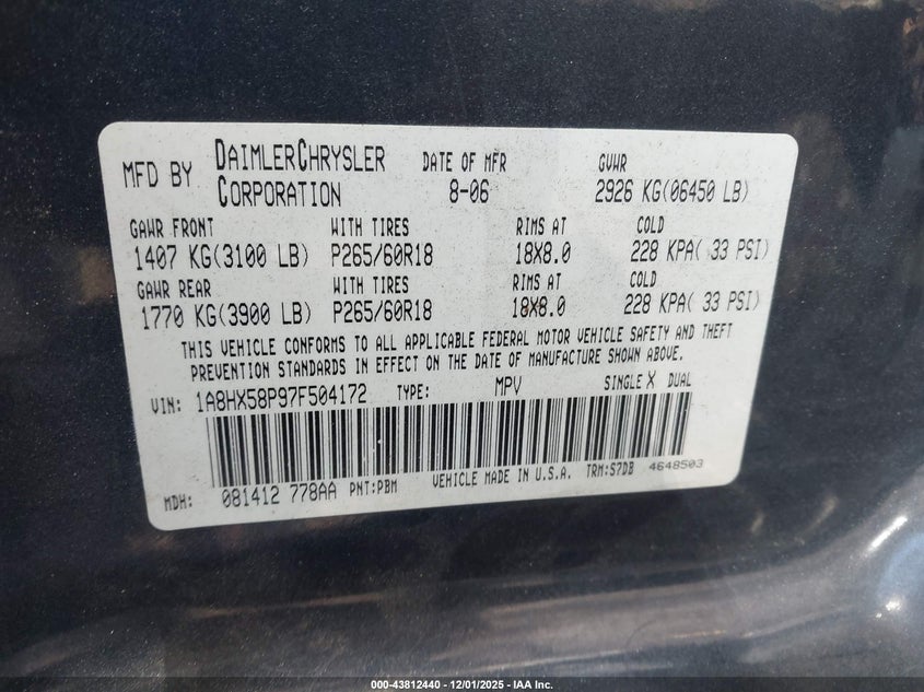 1A8HX58P97F504172 2007 CHRYSLER ASPEN photo no. 9
