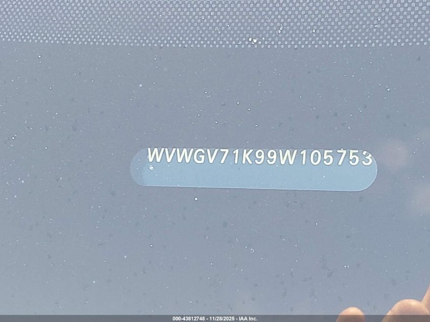 2009 Volkswagen Gti 4-Door VIN: WVWGV71K99W105753 Lot: 43812748