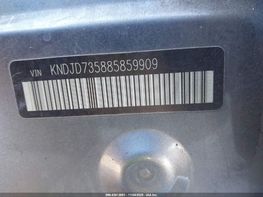 2008 Kia Sorento Lx VIN: KNDJD735885859909 Lot: 43812851