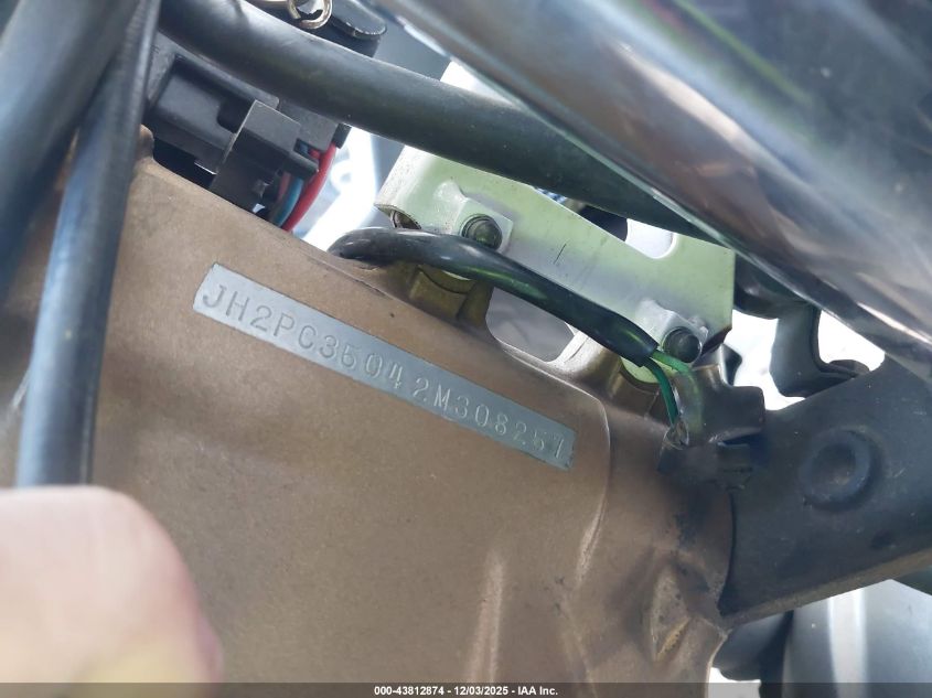 2002 Honda Cbr600 F4 VIN: JH2PC35042M308257 Lot: 43812874