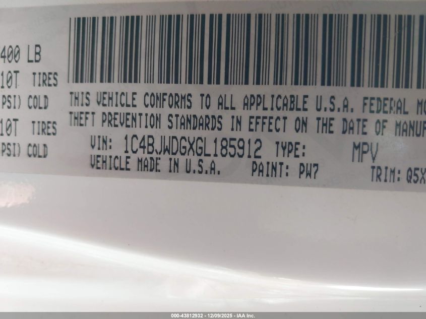 2016 Jeep Wrangler Unlimited Black Bear VIN: 1C4BJWDGXGL185912 Lot: 43812932