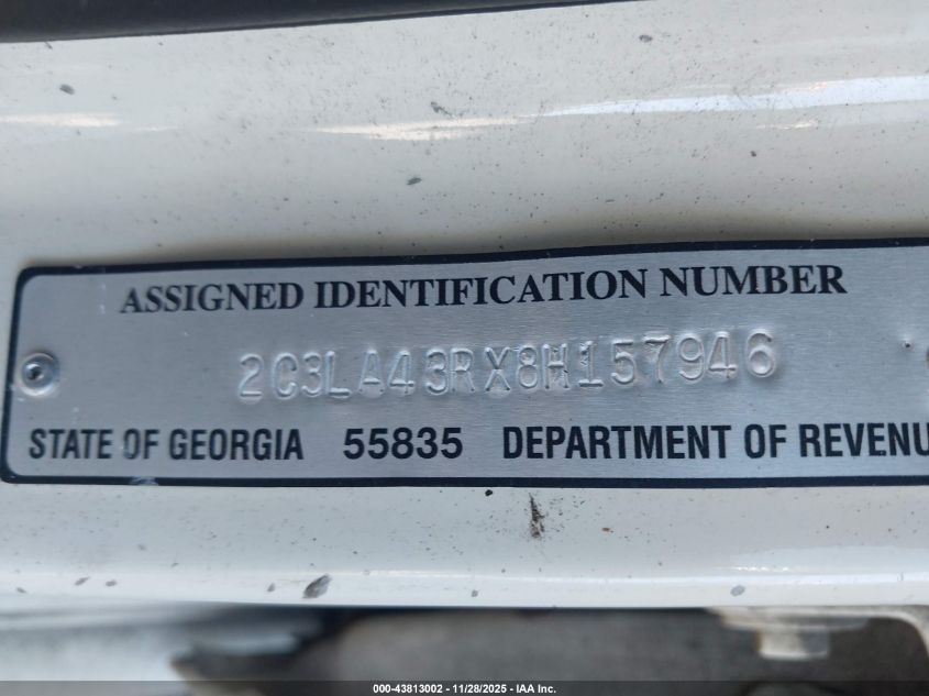 2008 Chrysler 300 Lx VIN: 2C3LA43RX8H157946 Lot: 43813002