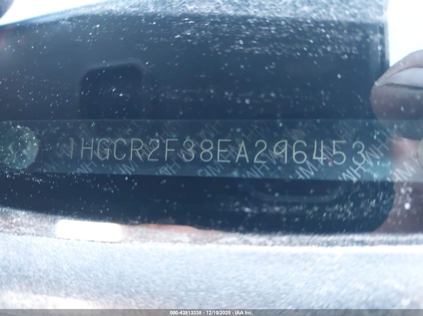 2014 Honda Accord Lx VIN: 1HGCR2F38EA296453 Lot: 43813338