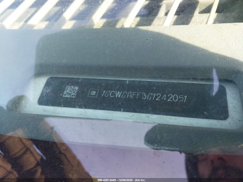 2016 Chevrolet Express G2500 Work Van VIN: 1GCWGAFF3G12420 Lot: 43813449