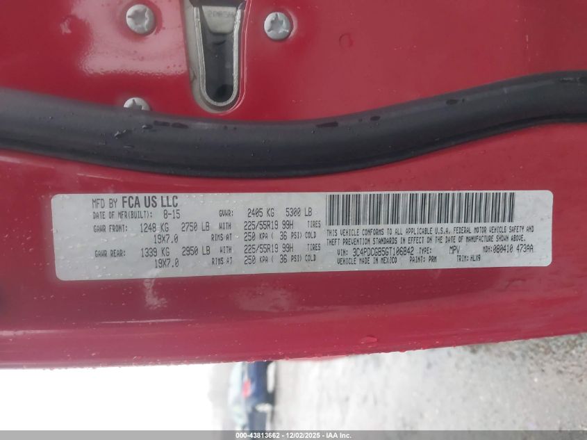 2016 Dodge Journey Crossroad Plus VIN: 3C4PDCGB5GT106842 Lot: 43813662