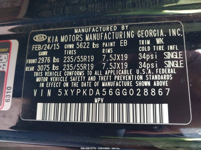 5XYPKDA56GG028867 2016 KIA SORENTO photo no. 9