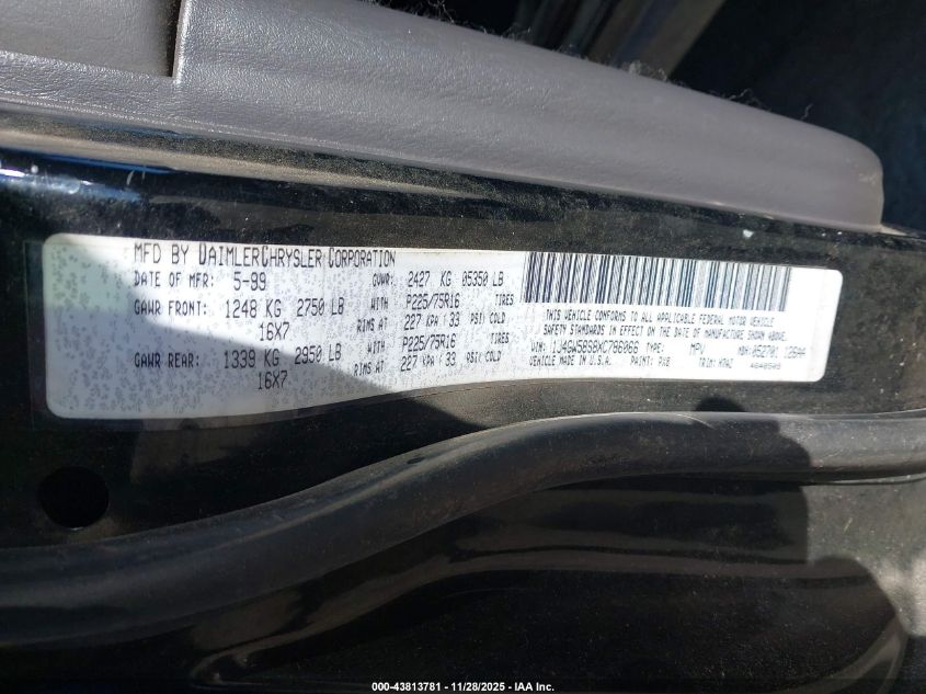 1999 Jeep Grand Cherokee Laredo VIN: 1J4GW58S8XC786066 Lot: 43813781