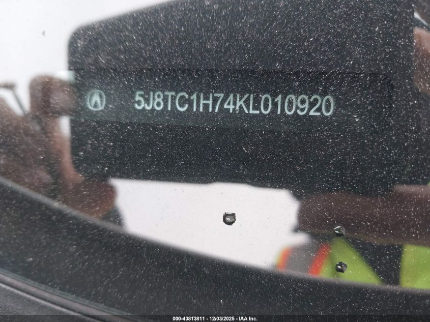 2019 Acura Rdx Advance Package VIN: 5J8TC1H74KL010920 Lot: 43813811