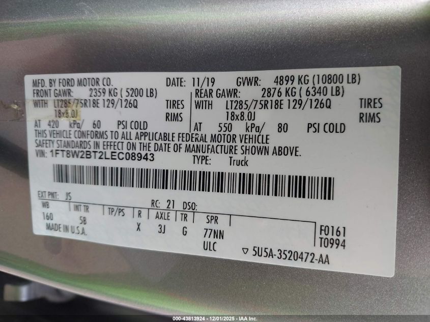 2020 Ford F-250 - 1FT8W2BT2LEC08943