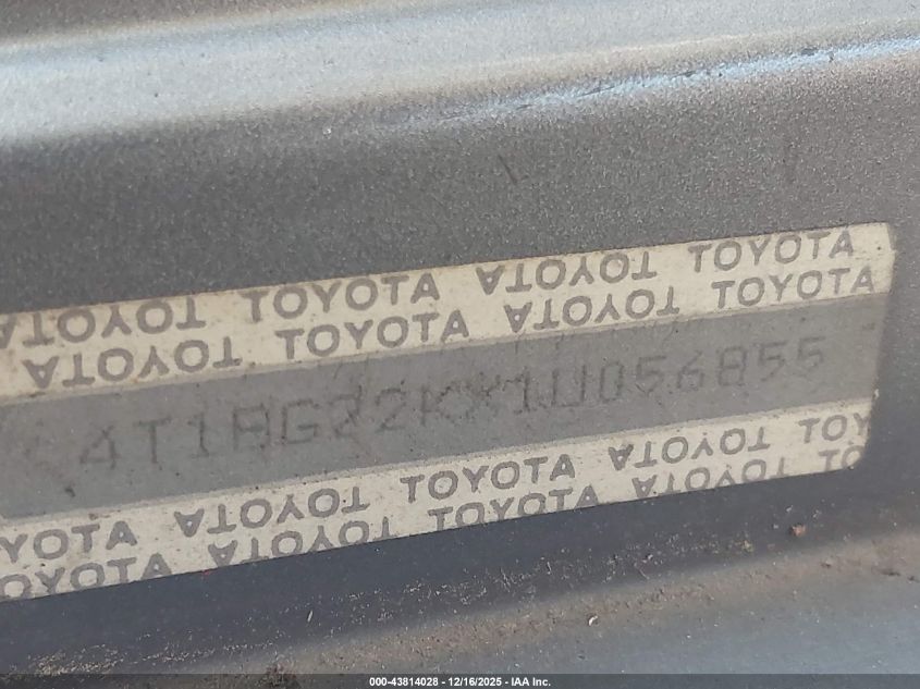 2001 Toyota Camry Le VIN: 4T1BG22KX1U056855 Lot: 43814028