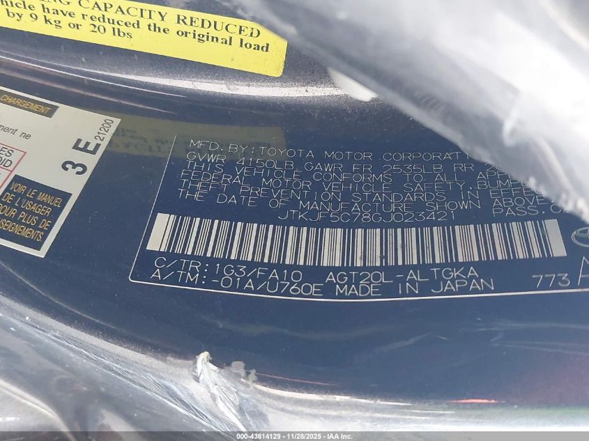 2016 Scion Tc VIN: JTKJF5C78GJ023421 Lot: 43814129