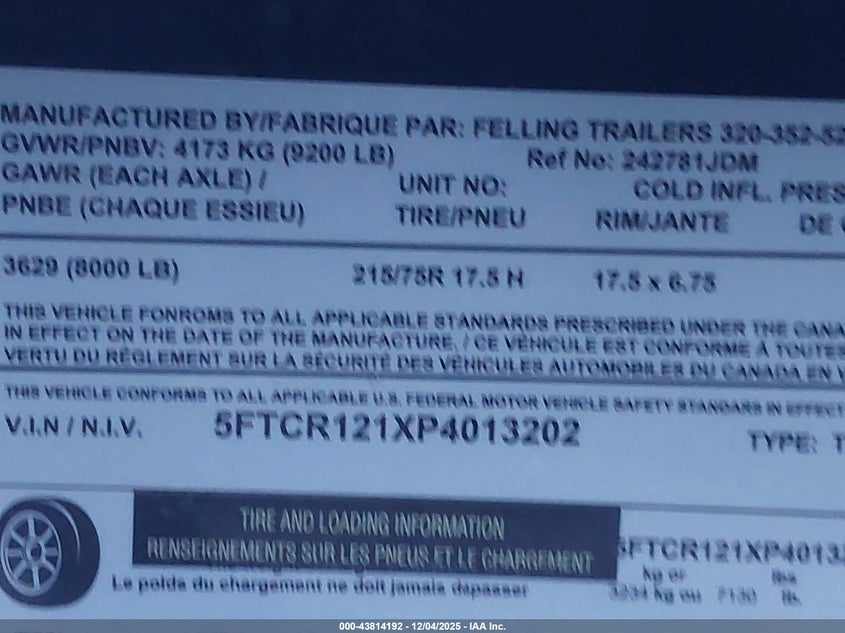 2023 OTHER FELLING TRAILERS UNKNOWN SPORT UTILITY VEHICLE N/A