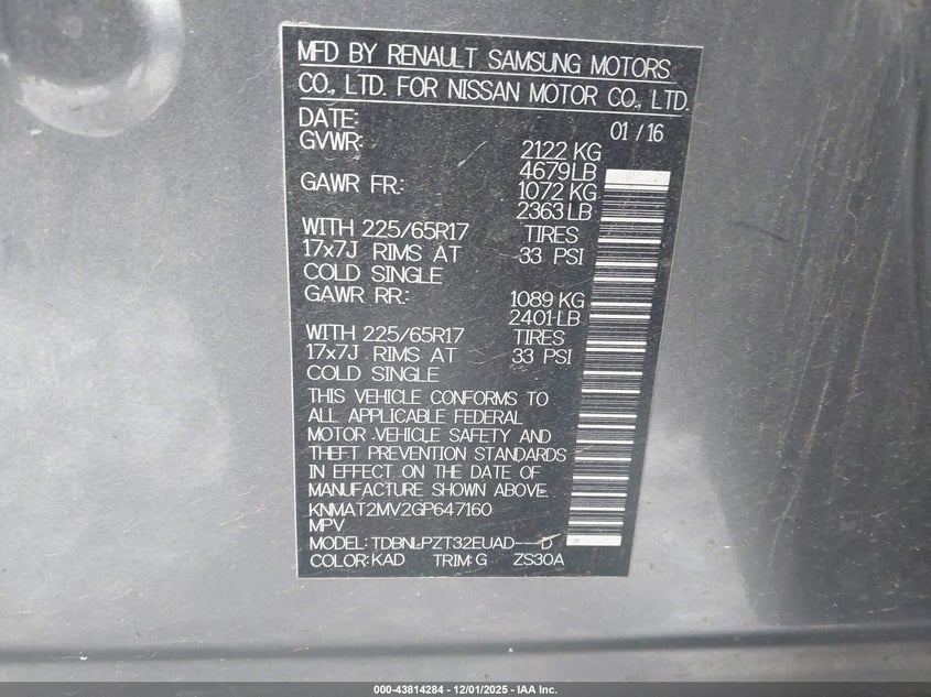 KNMAT2MV2GP647160 2016 NISSAN ROGUE photo no. 9