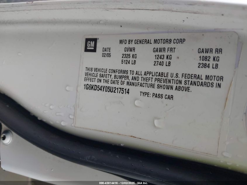 2005 Cadillac Deville Livery VIN: 1G6KD54Y05U217514 Lot: 43814416