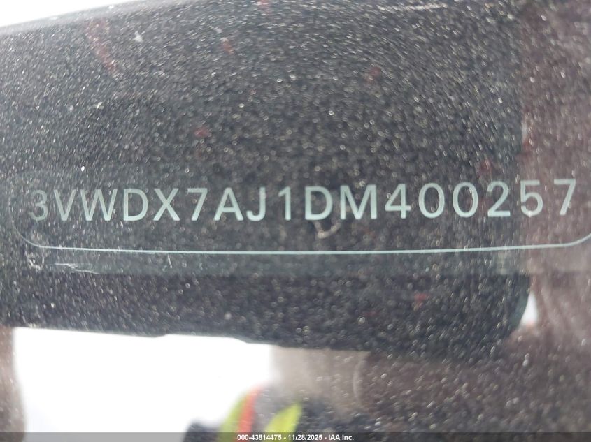2013 Volkswagen Jetta 2.5L Se VIN: 3VWDX7AJ1DM400257 Lot: 43814475