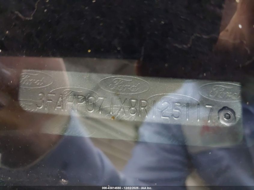 2008 Ford Fusion Se VIN: 3FAHP071X8R125117 Lot: 43814550