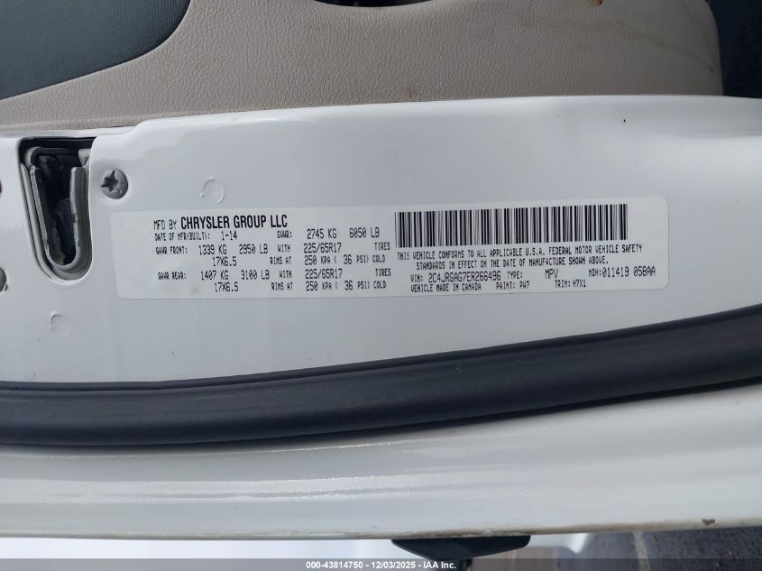 2014 Ram Cargo Tradesman VIN: 2C4JRGAG7ER266496 Lot: 43814750