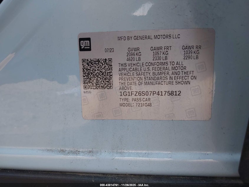 2023 Chevrolet Bolt Euv Fwd Premier VIN: 1G1FZ6S07P4175812 Lot: 43814761