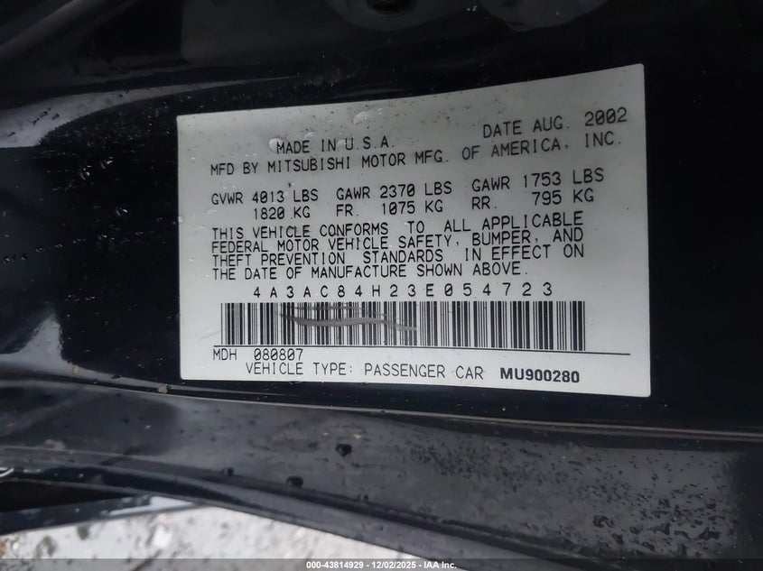 4A3AC84H23E054723 2003 MITSUBISHI ECLIPSE photo no. 9