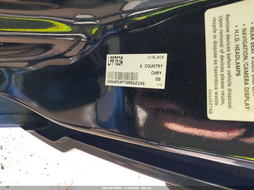 2008 Chrysler Town & Country Touring VIN: 2A8HR54P78R682348 Lot: 43815036